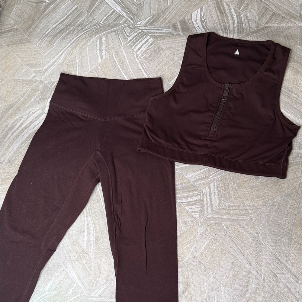 Women's Vitality/Balance Chocolate Brown Leggings and Crop Top Set
